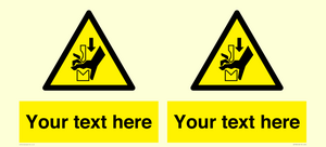 Custom warning hand crushing between press brake tool